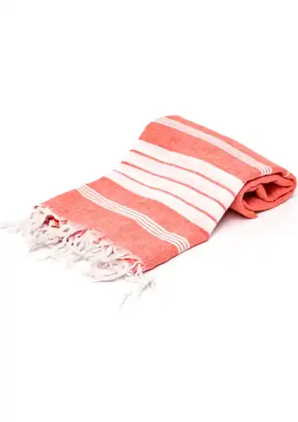 Rosa Bianca Turuncu Beyaz Şeritli Yıkanmış Pamuk Peştamal: Estetik ve Konforun Buluşması