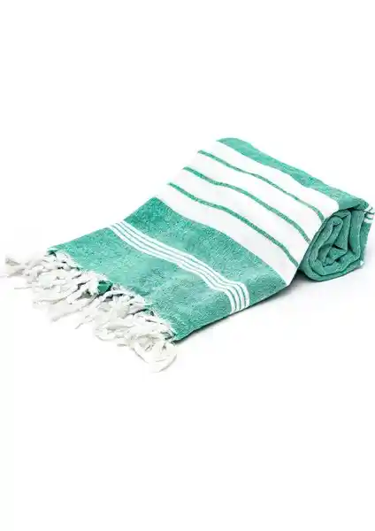 Rosa Bianca Yeşil Beyaz Şeritli Pamuk Peştamal: Şıklık ve Konforun Bir Arada Sunumu