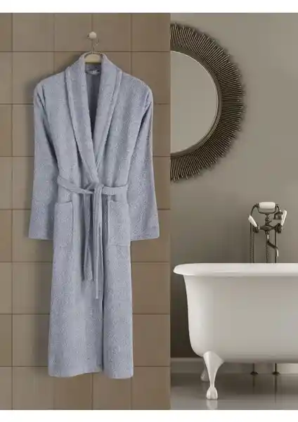 Rozet Tekstil Gri 4XL Büyük Beden Şal Yaka Cepli Bornoz - Konfor ve Şıklığın Bir Arada Sunumu