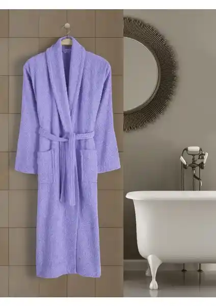 Rozet Tekstil Lila 4XL Büyük Beden Pamuklu Şalyaka Bornoz Konfor ve Şıklık Bir Arada