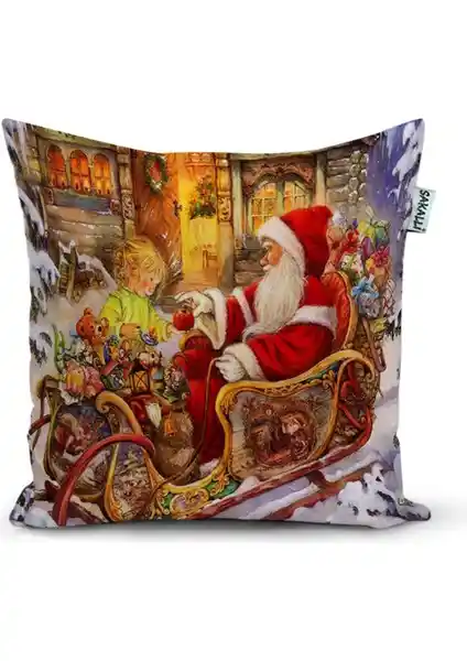 Sakallı Home Yılbaşı Temalı 3D Dijital Baskılı Kırlent Kılıfı Dekoratif Tasarım