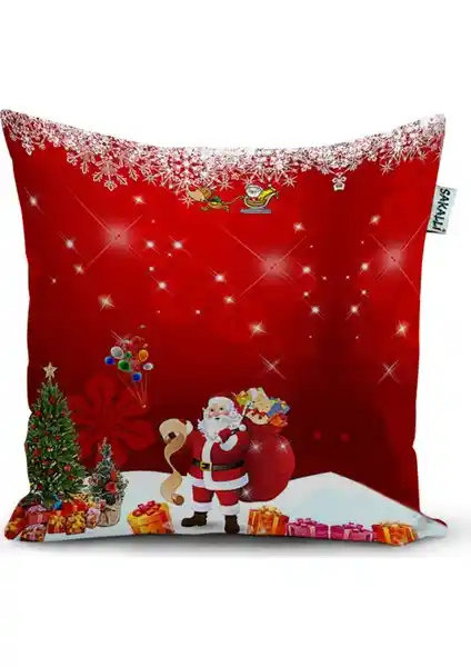 Sakallı Yılbaşı Temalı 3D Baskılı Dekoratif Kırlent Kılıfı Ev Dekorasyonuna Zarif Dokunuş