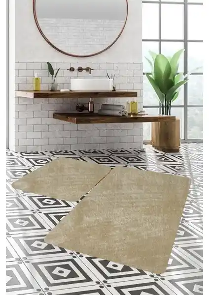 Sarar 2'li Büyük Peluş Banyo Takımı Vizon Renkli Konfor ve Estetik Sunar