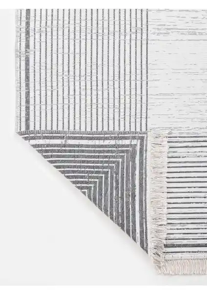 Saraz Halı Bohem Serisi Gri Çift Taraflı Pamuklu Kilim Modern Dekorasyon İçin