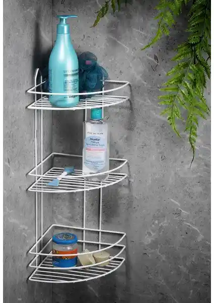 Sas Ömür Boyu Paslanmaz 3 Katlı Köşe Süngerlik Duş Rafi Beyaz Ürün Tanıtımı ve Özellikleri