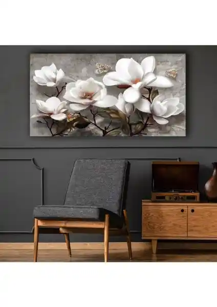 Seİs Tablo Beyaz Çiçekler Modern Dekoratif Kanvas Tablo 35x50 cm Şık ve Dayanıklı Tasarım