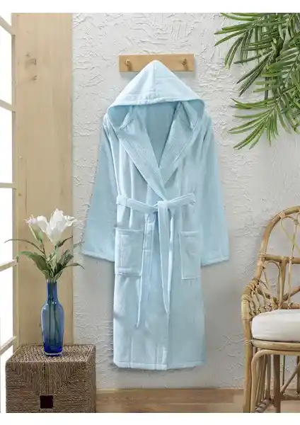 Semecca Kadife Kapüşonlu Unisex Pamuklu Bornoz Yüksek Konfor ve Şıklık Sunar