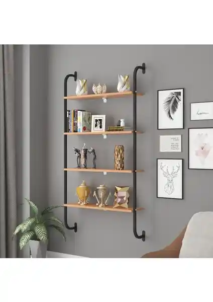 Sensa Metal Kitaplık 4 Raflı Duvar Kitaplığı Modern ve Dayanıklı Tasarımıyla Dekorasyonunuza Şıklık Katıyor