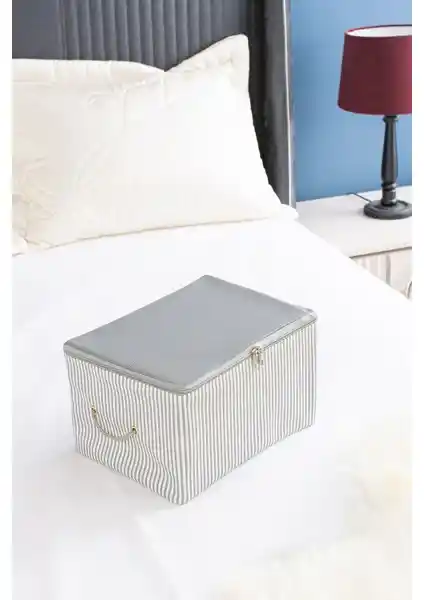 Serstil Mini Boy Antrasit Çizgili Hurç: Pratik ve Estetik Depolama Çözümü