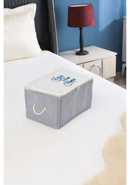 Serstil Mini Boy Baskı Detaylı Mavi Çizgili Hurç: Şık ve Pratik Saklama Çözümünüz