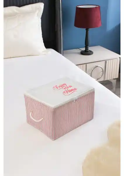 Serstil Mini Boy Baskı Detaylı Pembe Çizgili Hurç: Şık ve Pratik Saklama Çözümü