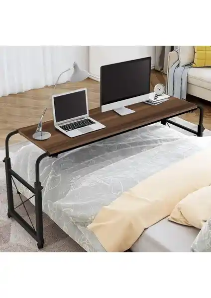 Servetavcı Genişlik ve Yükseklik Ayarlı Çift Kişilik Çalışma Masası Ceviz Tekerlekli