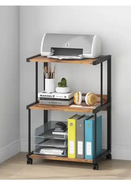 Servetavcı Raflı Yazıcı Sehpası - Modern Tasarım ve Dayanıklı Ofis veya Ev Kullanımı