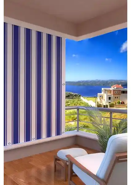 Setekshome Kalın Su Geçirmez Balkon Perdesi Mavi Beyaz Tasarım ve Üstün Özellikler