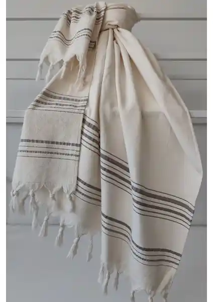 Sevim Tek Yüzlü Pamuk Havlu Peştemal Krem Renkli Çok Amaçlı ve Hızlı Kuruyan Tasarım