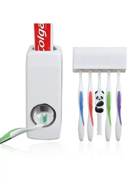 Sevram Otomatik Diş Macunu Sıkıcı ve 5 Adet Diş Fırçalığı Seti: Hijyenik ve Kullanışlı Çözüm