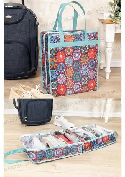 Seyahatlerde Ayakkabılarınızı Koruyan ve Düzenleyen Katlanabilir Seyahat Tipi Ayakkabı Hurcu