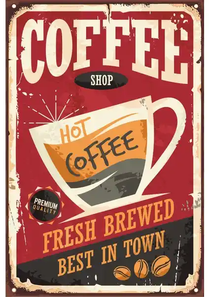 Sıcak Kahve Temalı Retro Vintage Ahşap Poster Dekorasyon Ürünü