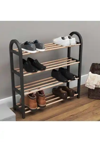 Sinbo 4 Katlı Ahşap Ayakkabılık Modern ve Dayanıklı Tasarımıyla Ev Dekorasyonuna Uyum Sağlar