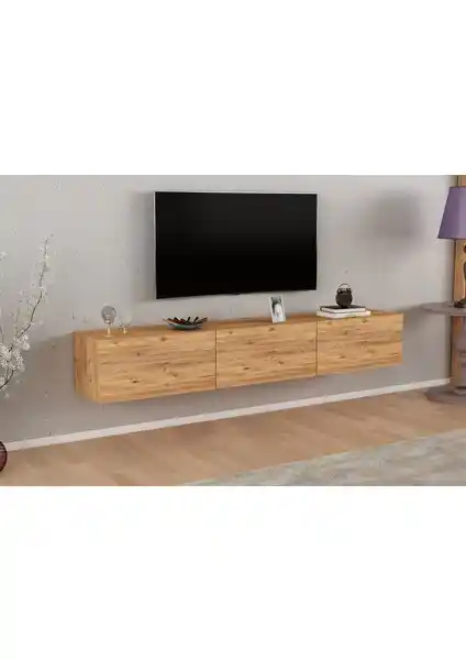 Smart Mobilya Arman 3 Kapaklı 180 cm Duvara Monte TV Ünitesi Atlantik Çam
