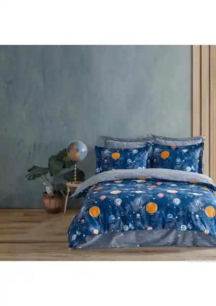 Soley Galaxy %100 Pamuklu Çift Kişilik Nevresim Takımı Modern Tasarım ve Uzay Temasıyla