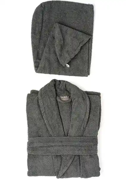 Soley Mayda %100 Pamuklu Bornoz ve Saç Bonesi Seti ile Evde Konfor ve Şıklık