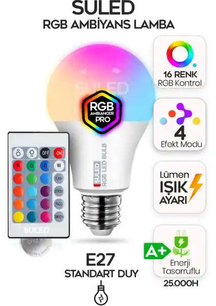 Suled RGB LED Ampül: Çok Renkli ve Enerji Verimli Ambiyans Aydınlatma Çözümü