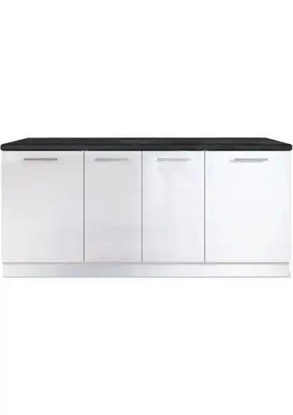 T Designo Emilia Mutfak Alt Modül 200 cm Beyaz Antrasit Tezgah Dahil Modern Tasarım