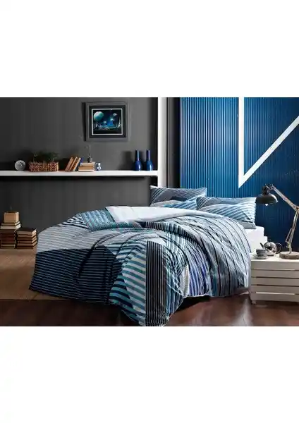 Taç Atlantis Mavi Çift Kişilik Nevresim Takımı: Şık ve Dayanıklı Yatak Odası Dekoru