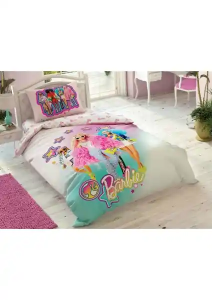 Taç Barbie Extra Lisanslı Çocuk Nevresim Takımı Renkli ve Konforlu Yatak Seti