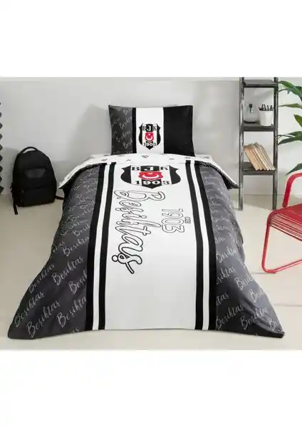 Taç Beşiktaş 1903 Glow Tek Kişilik Nevresim Takımı Modern Spor Tasarımı ve Yüksek Konfor