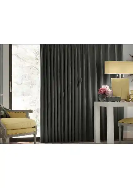 Taç Blackout Karartma Perde Koyu Gri Antrasit Modern ve Şık Tasarım
