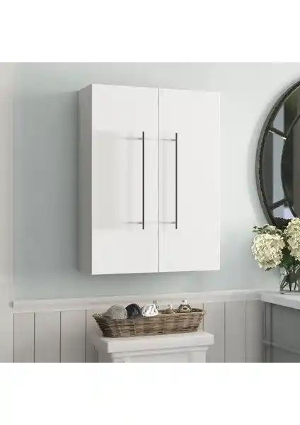 Taç Dekorasyon Beyaz Çamaşır Makinesi Üstü Dolabı: Modern ve Pratik Banyo Depolama Çözümü