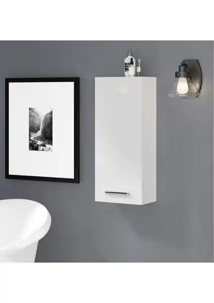 Taç Dekorasyon Beyaz Tek Kapaklı Banyo Dolabı Modern ve Kompakt Tasarım