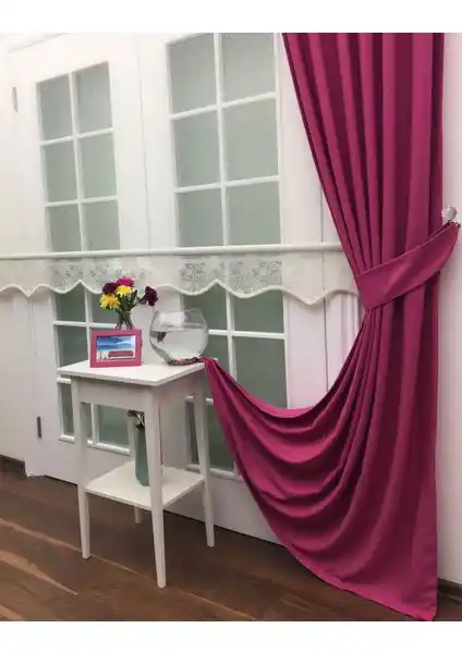 Taç Doğa Fon Perde Soft Kumaş Ekstraforlu Düz Dikiş Fuşya 200x250 cm
