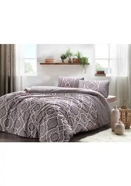 Taç Evana Mor Çift Kişilik Ranforce Nevresim Takımı Yatak Odası Şıklığı ve Konforu İçin