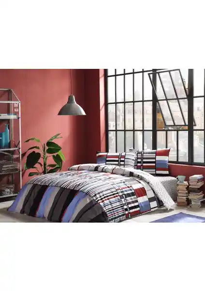 Taç Foster Mavi Tek Kişilik Nevresim Takımı: Modern ve Şık Yatak Odası Dekorasyonu İçin Uygun