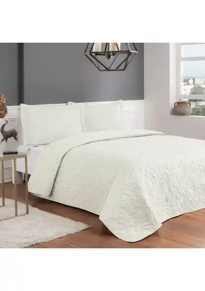 Taç Gala Ekru Çift Kişilik Yatak Örtüsü Seti Modern ve Şık Yatak Dekorasyonu İçin Ideal