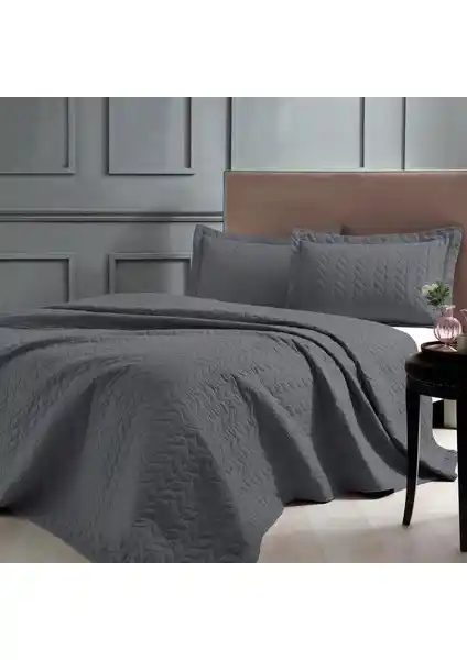 Taç Glory Tek Kişilik Yatak Örtüsü Seti Antrasit Modern ve Dayanıklı Tasarım