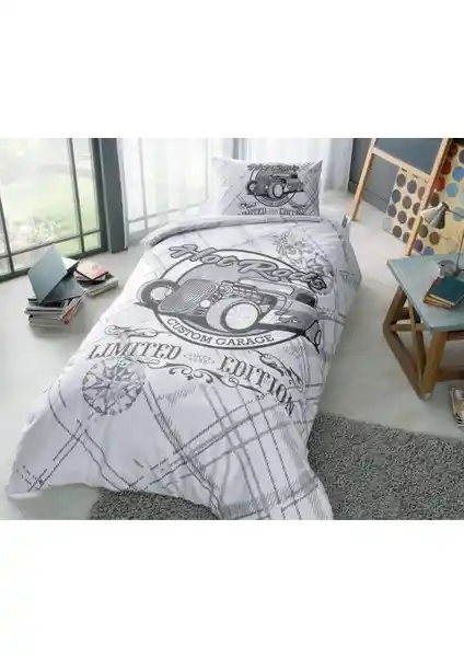 Taç Gri Nevresim Takımı Tek Kişilik Modern ve Şık Yatak Odası Dekorasyonu İçin