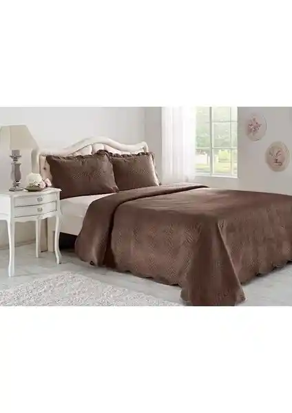 Taç Happy Days Çift Kişilik Kahve Yatak Örtüsü Seti Modern ve Dayanıklı Tasarım