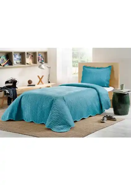 Taç Happy Days Tek Kişilik Cubix Turkuaz Yatak Örtüsü Seti Estetik ve Dayanıklı Tasarım