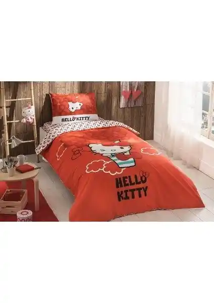 Taç Lisanslı Hello Kitty Bow Nevresim Takımı: Renkli ve Konforlu Çocuk Yatak Takımı