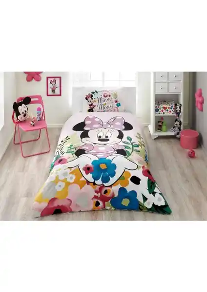 Taç Lisanslı Mini Minnie Glitter Nevresim Takımı: Çocuklar İçin Şık ve Konforlu Uyku Seti