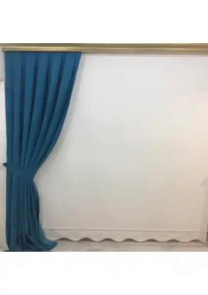 Taç Pileli Fon Perde Turkuaz Renkli Modern ve Şık Dekorasyon Seçeneği