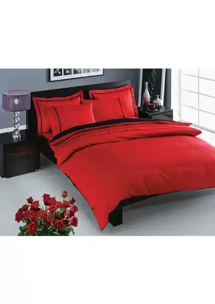 Taç Prestige Saten Delux Çift Kişilik Nevresim Takımı Kırmızı Şıklık ve Konfor Bir Arada