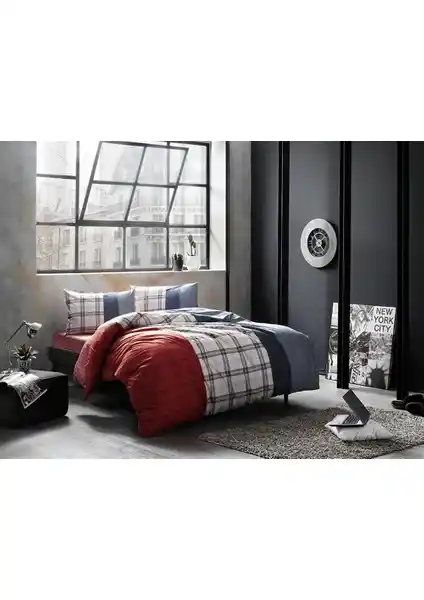 Taç Ranforce Çift Kişilik Nevresim Takımı Cloud Kırmızı Estetik ve Dayanıklı Tasarım