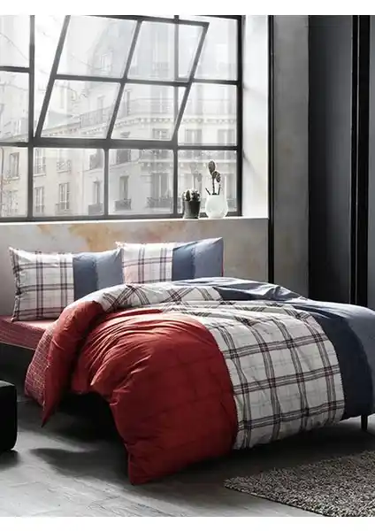 Taç Ranforce Genç Modası Cloud Kırmızı Nevresim Takımı Modern ve Şık Uyku Deneyimi İçin