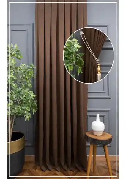 Taç Sütlü Kahve Tek Kanat Fon Perde Modern ve Dayanıklı Tasarımıyla Ev Dekorasyonunuza Şıklık Katıyor