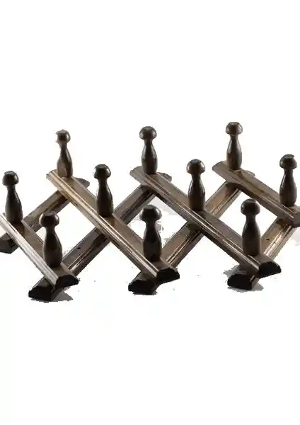 Tahtalı Çarşı Akordiyon Askılık 10'lu Doğal Gürgen Ağacından Şık ve Dayanıklı Organizatör